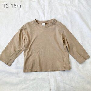 🪴5/$30 H&M 12-18 Months Toddler Baby Tan Beige Long Sleeve Tee Neutral Minimal